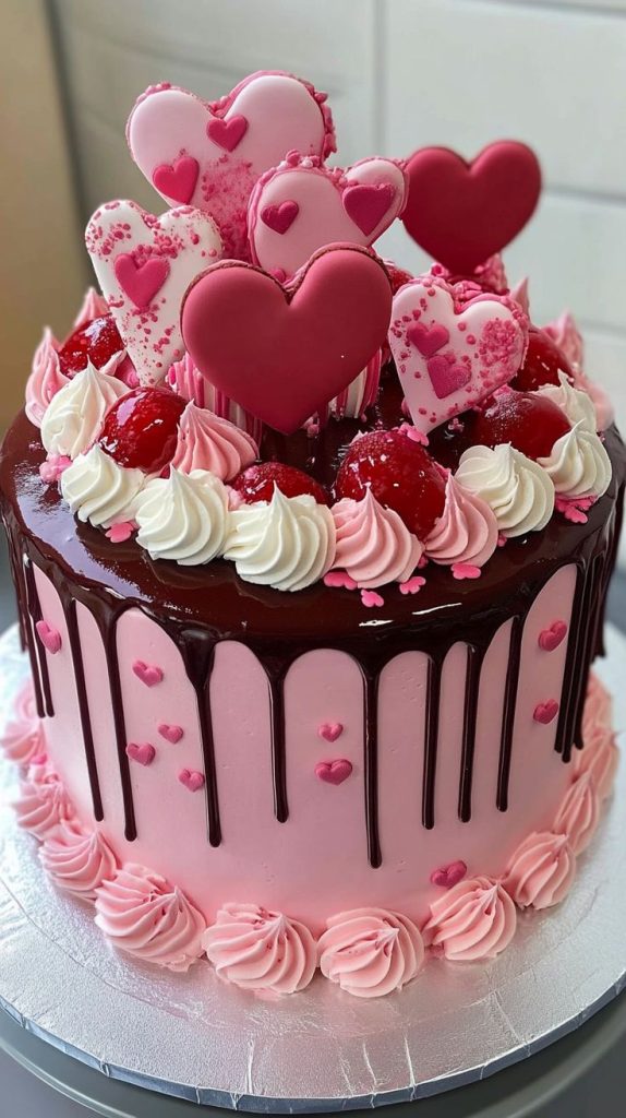 pink heart drip chocolate cake pink heart drip chocolate cake